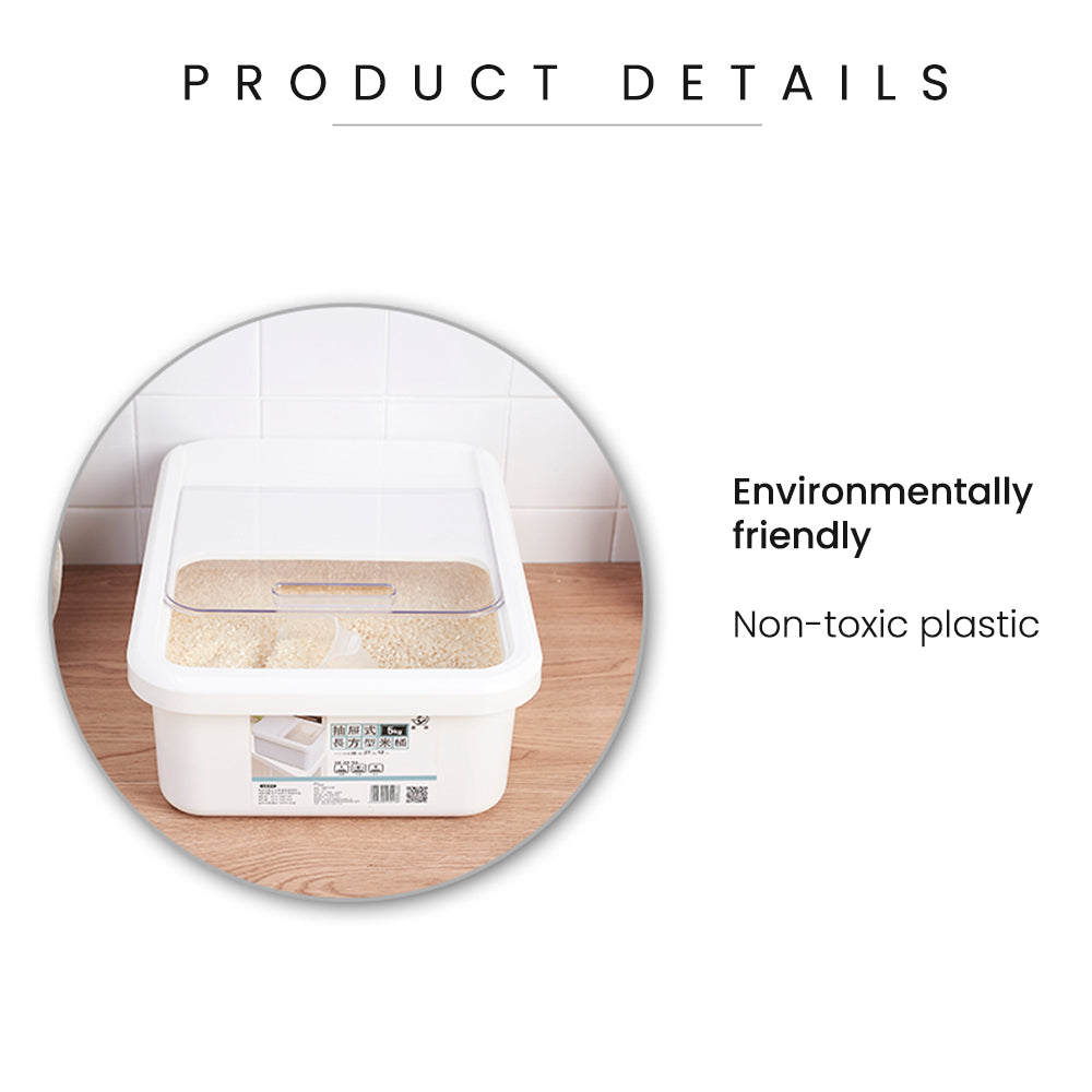 Locaupin Kitchen Pantry Cabinet Countertop Multipurpose Organizer Dry Food Storage Bin Grain Cereal Rice Container Bucket Sliding Lid