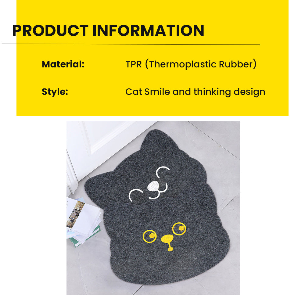 Locaupin Non Slip Home Welcome Pad Entrance Way Rub Foot Cat Shape Door Mat Front Bathroom Kitchen Bedroom Floor Rug