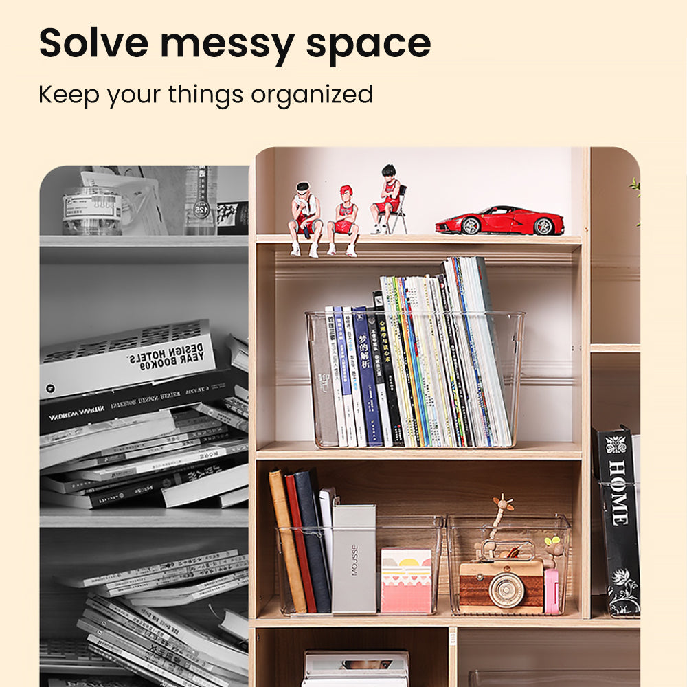Locaupin Transparent Large Storage Box Desktop Wardrobe Cabinet Organizer Sorting Cosmetic Container Bin For Room Kitchen