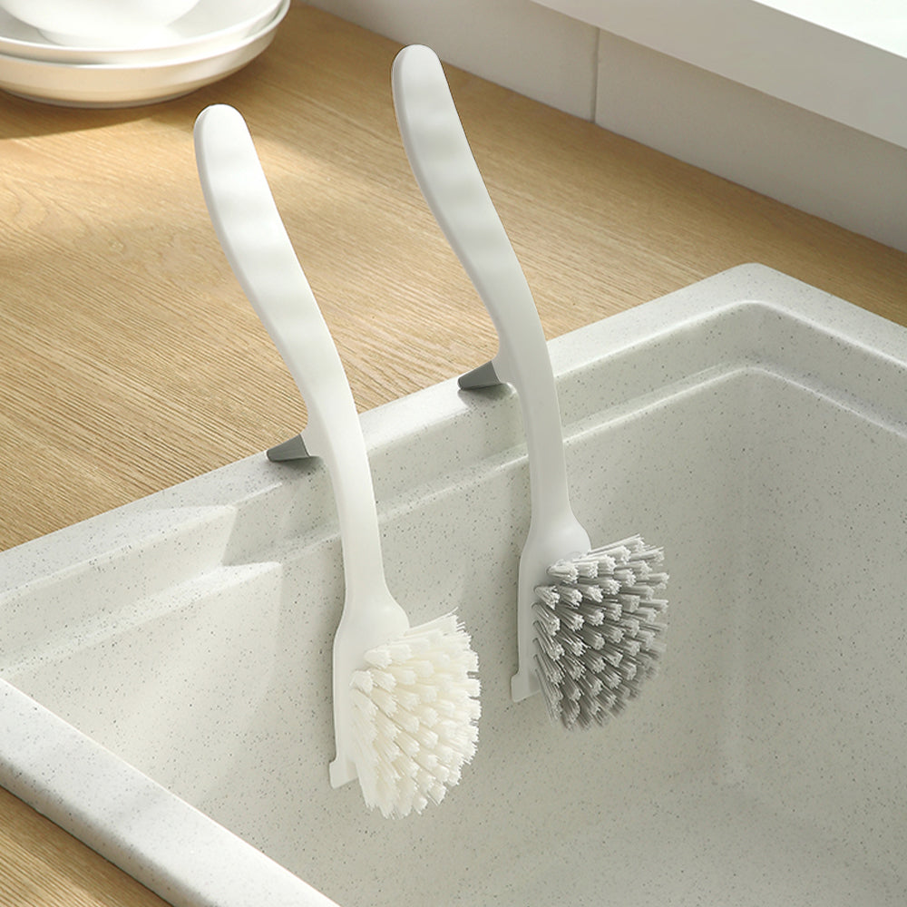 Locaupin Household Comfort Grip Multi-purpose Long Handle Soft Cleaning Brush With Head Scraper Perfect For Kitchen Table Wall