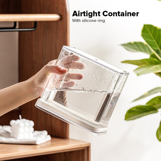 Locaupin Kitchen Cabinet Refrigerator Organizer Bin Airtight Container Pull Out Sliding Storage Fridge Food Keeper with Cover