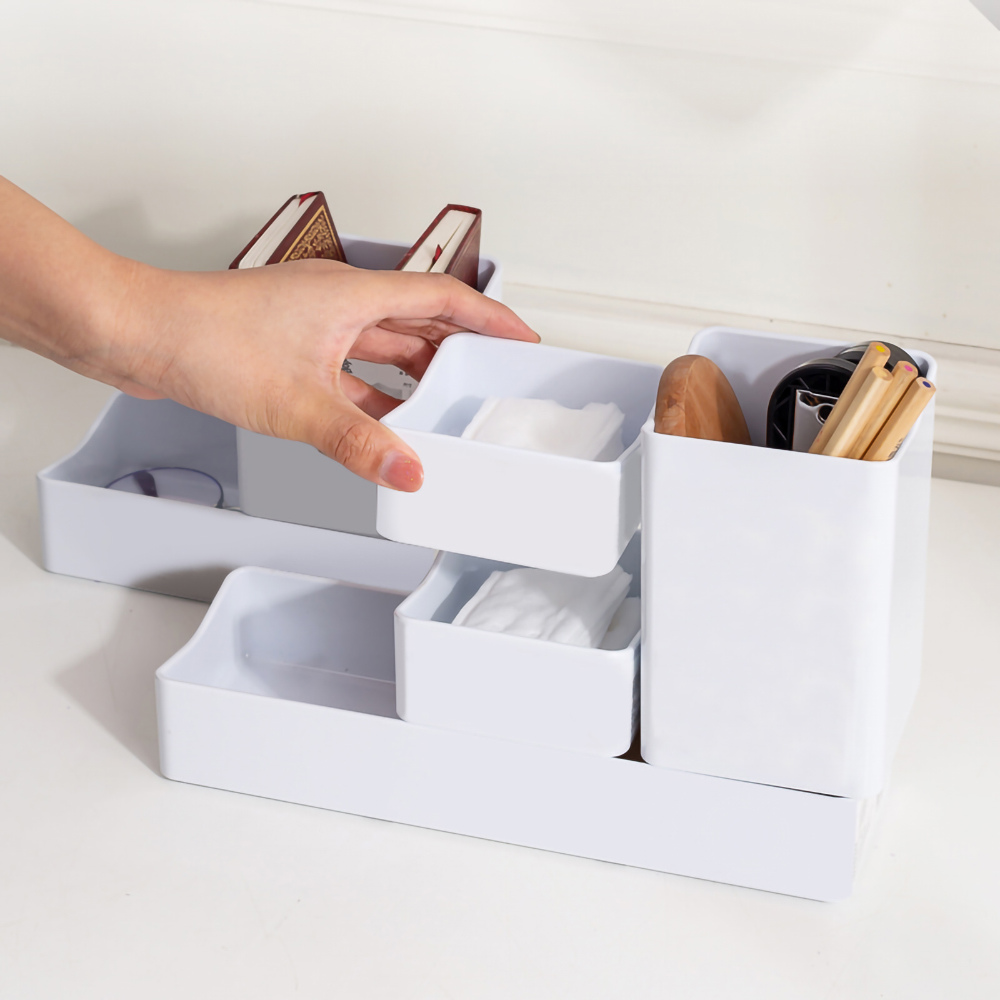 Locaupin Multipurpose Stackable Desktop Organizer Shelf Vanity Dresser Countertop Skincare Jewelry Cosmetic Storage Makeup Brushes Holder