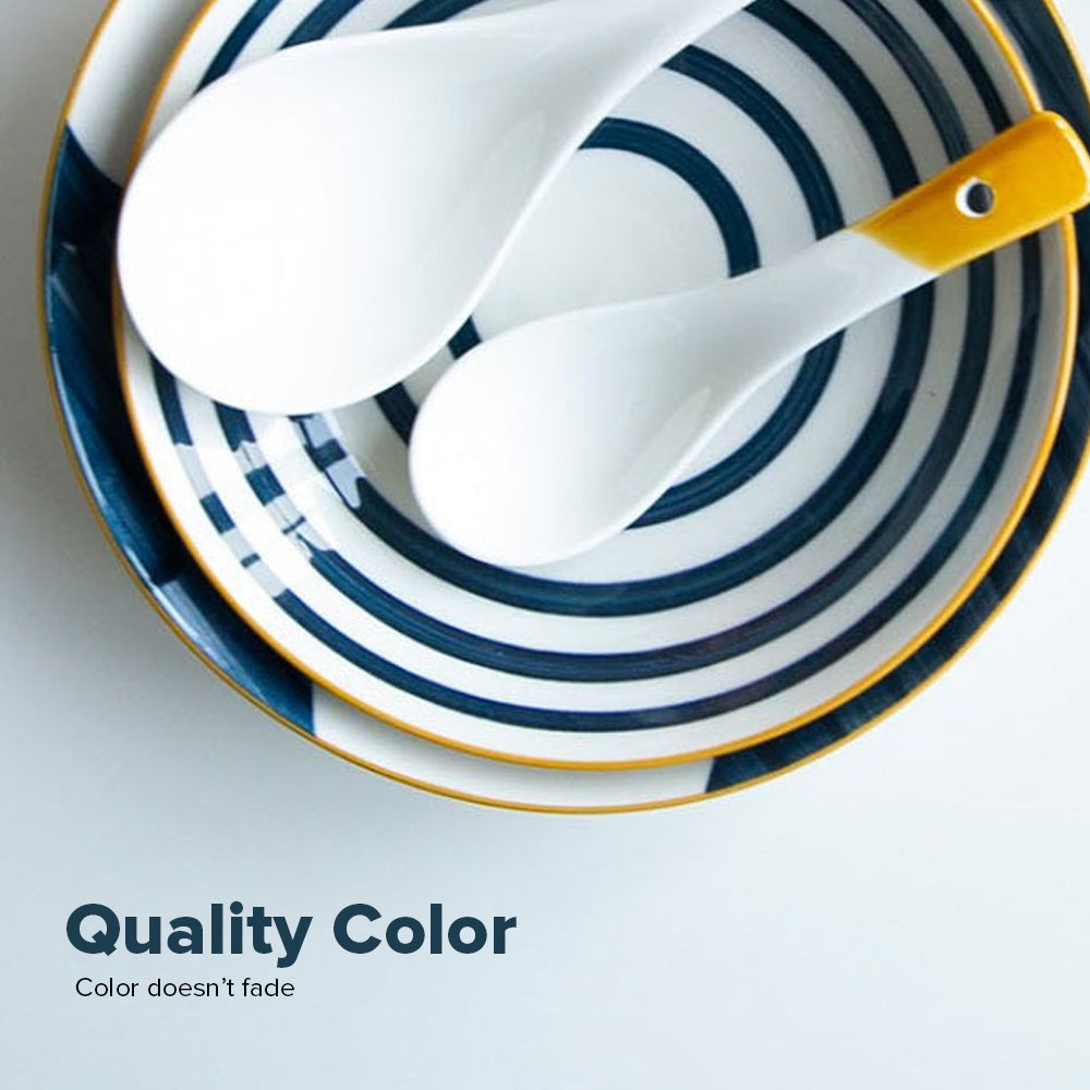 LOCAUPIN Spiral Japanese Porcelain Tableware Dining Plate Dip Soup Bowl Serving Platter Sauce Holder