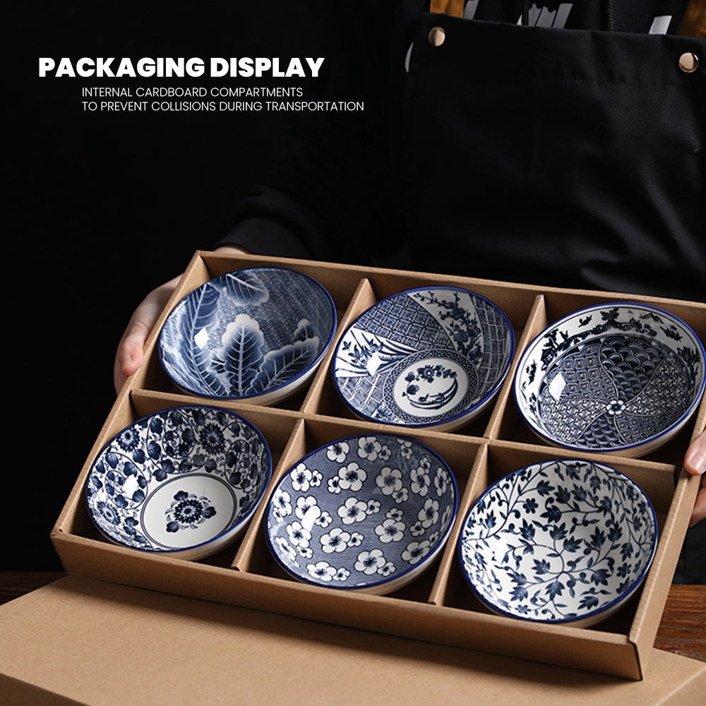 Locaupin Japanese Porcelain Printed Dinner Plate Dessert Appetizer Pasta Salad Bowl Serving Dish in Restaurant Family Party