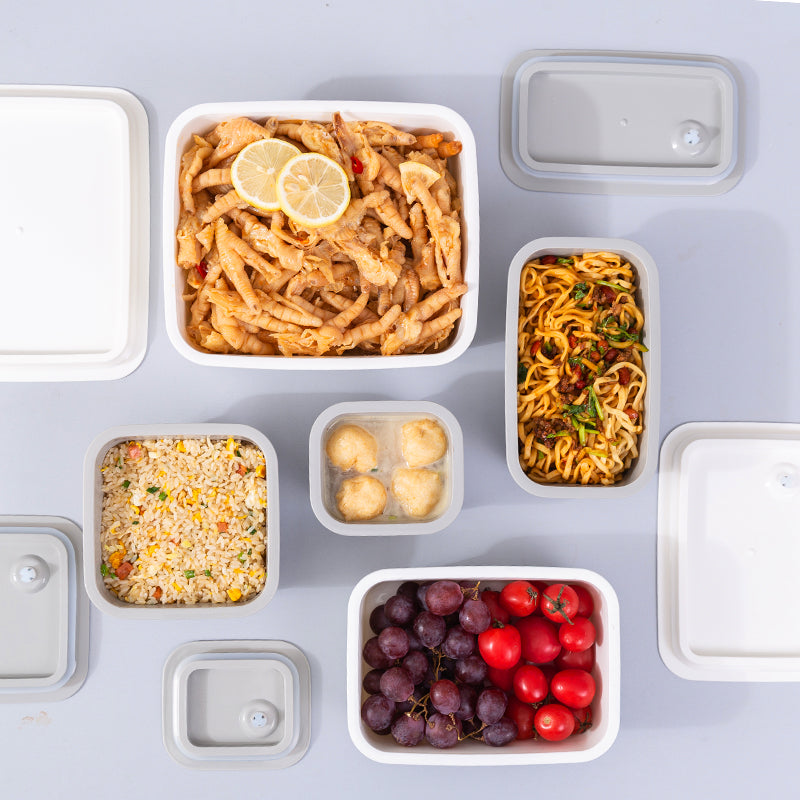 Locaupin Airtight Silicone Sealing Lid Food Container Kitchen Leftover Storage Bowls Preserve Freshness Office School Lunch Box