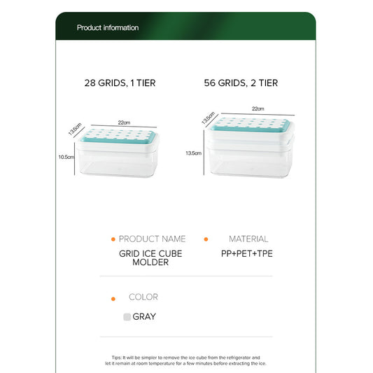 Locaupin Easy Release Ice Cube Molder Tray Bin Freezer Container Bucket with Scoop For Chilling Whiskey Cocktails Making Cold Drinks