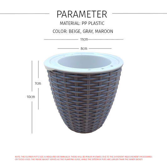 Locaupin Rattan Design Round Flower Pot Lazy Self Watering Planter Absorbent Wicking Rope Inner Water Storage For Plants Herbs
