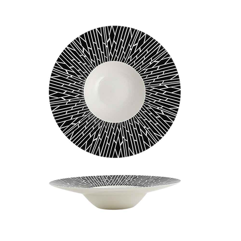 Locaupin Wide Rim Pasta Bowl Porcelain Microwavable Round Deep Plate Serving Dishes Dinner Salad Dessert Oven Safe Dinnerware