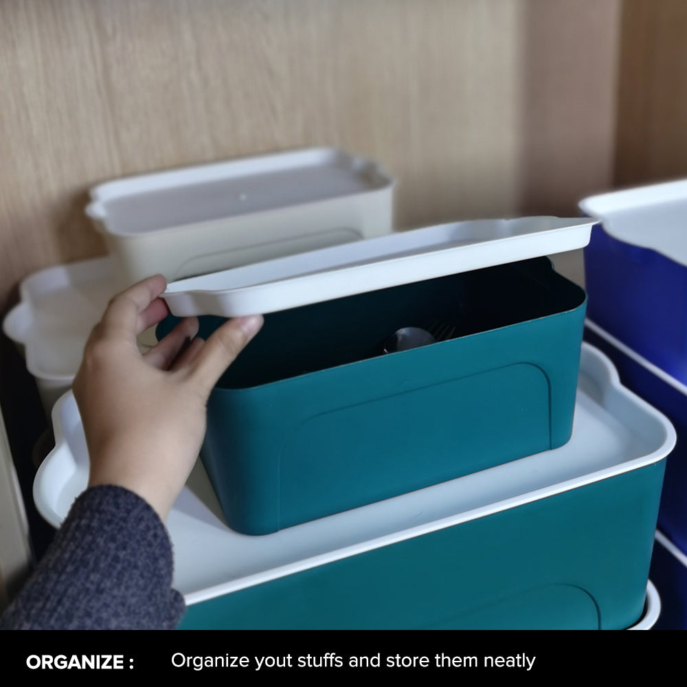 Locaupin Multipurpose Storage Box Wardrobe Organizer Closet Underwear Socks Ties Cosmetic Box with White Lid