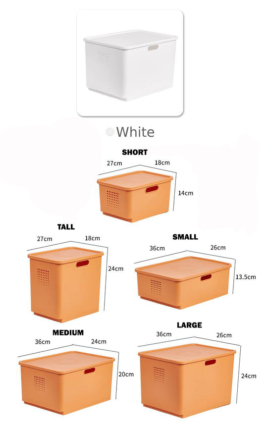 Locaupin Multipurpose White Storage Box Organizer Bin Front Wheel Easy Transport Handle Closet Shelf Container with Lid