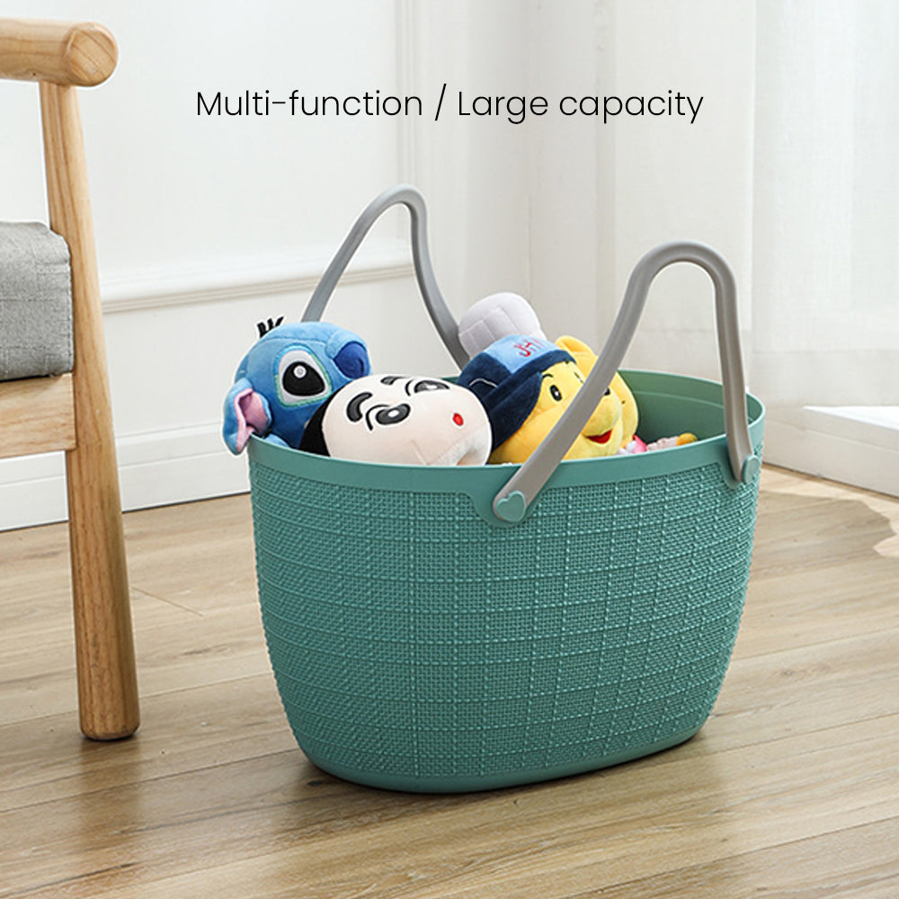 Locaupin Storage Basket Bag with Handle Japanese Style Toys Clothes Hamper Laundry Organizer Bin Multifunctional Indoor Outdoor Travel Use