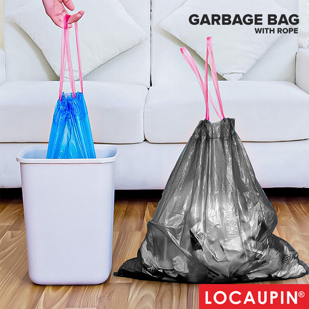 Locaupin Household Plastic Drawstring Trash Bag with Holder Recycling Wastebasket Garbage Can Liners