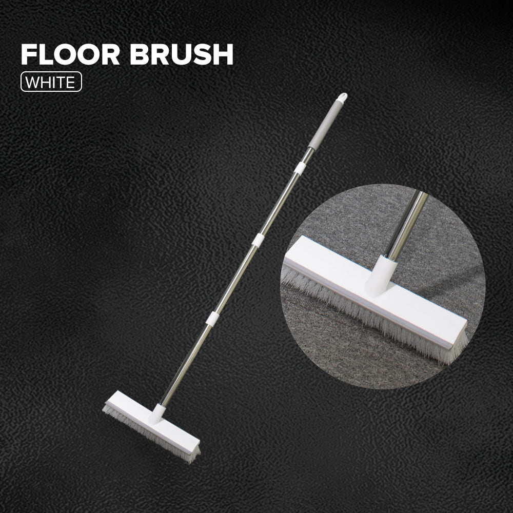 Locaupin All Around Household Cleaning Tool Mutipurpose Floor Scrub Brush with Scrape Squeegee Wiper Heavy Duty Bristle For Deck Bathroom Tub Tile