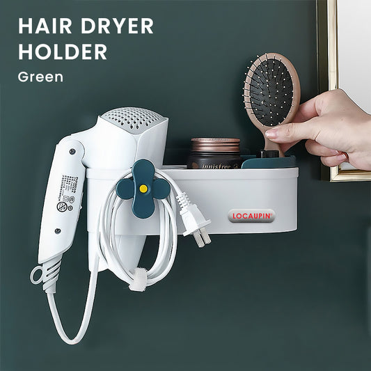 Locaupin Multi-functional Wall Mounted Hair Dryer Holder Styling Tool Organizer For Hair Tools And Beauty Accessories
