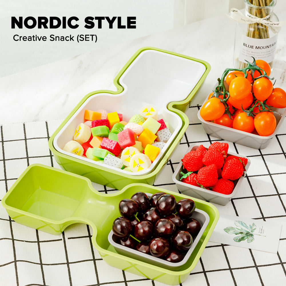 Locaupin 6 Pieces Multipurpose Fruit Tray Serving Dishes Appetizer Chips and Dip Candy Snack Plate Stackable Saucer Seasoning Bowl