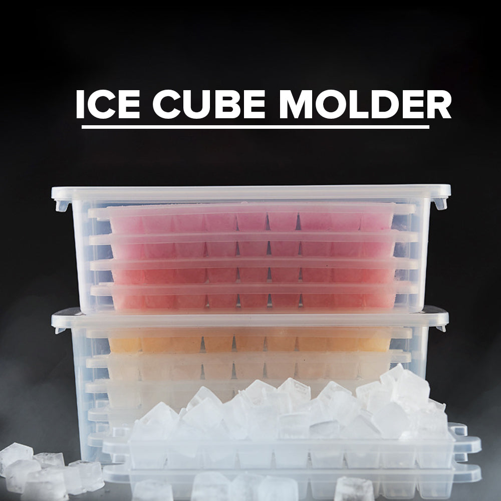 Locaupin Ice Maker Cube Mold Tray Bucket for Freezer Container with Lid Homemade Beverages Chocolate Cocktail Drinks