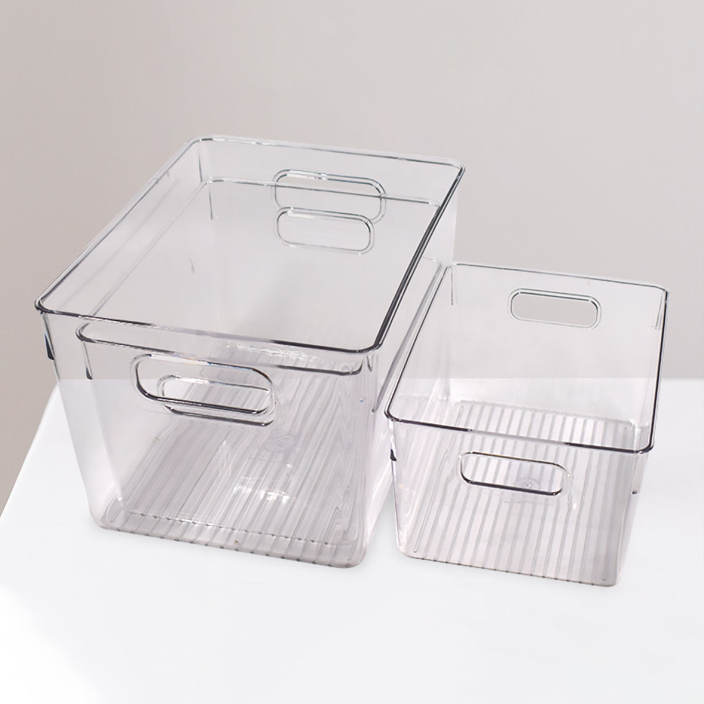 Locaupin Transparent Storage Organizer Desktop Wardrobe Storage Cabinet Sorting Cosmetic Container Multifunctional Basket Bin For Bedroom Kitchen (PET Plastic)