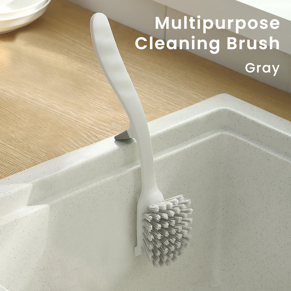 Locaupin Household Comfort Grip Multi-purpose Long Handle Soft Cleaning Brush With Head Scraper Perfect For Kitchen Table Wall
