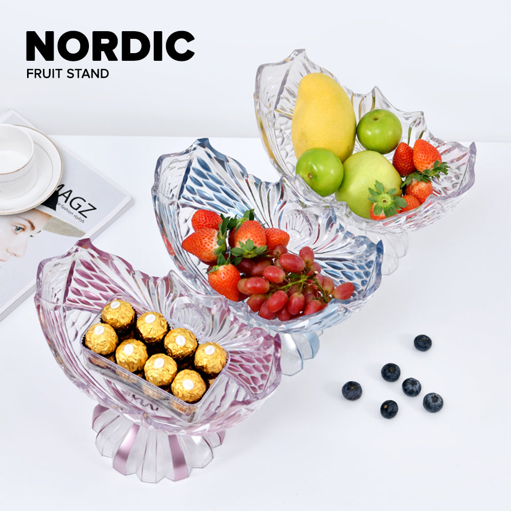 Locaupin Transparent Fruit Display Stand Pedestal Bowl Dessert Holder Decorative Wedding Party Kitchen Table Centerpiece
