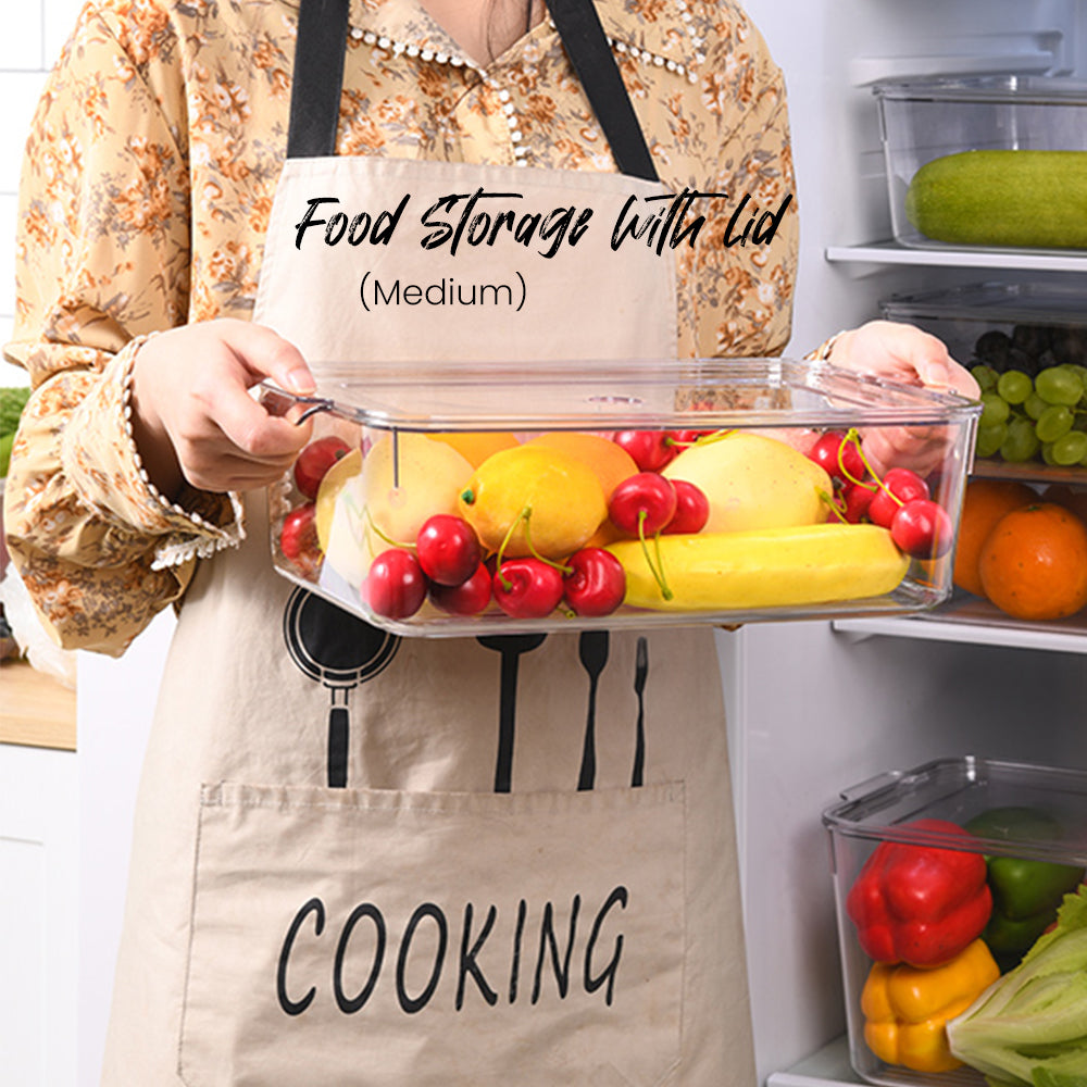 Locaupin Kitchen Pantry Cabinet PET Plastic Fridge Container Transparent Food Storage Organizer For Vegetables Fruits Basket Bin