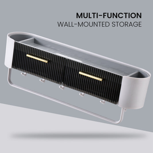 Locaupin Multi-functional Wall Mounted Storage Organizer Shelf Rack with Pull Out Drawer For Bathroom Kitchen