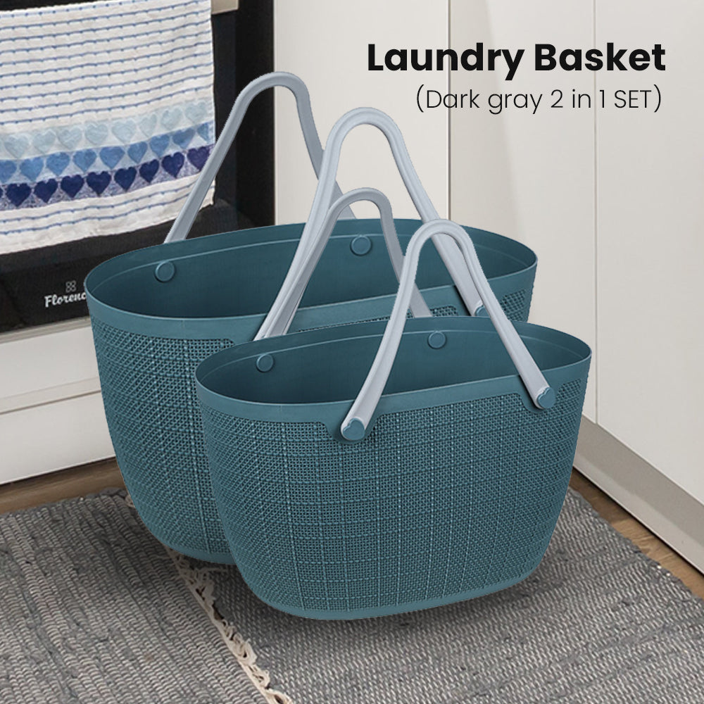 Locaupin Storage Basket Bag with Handle Japanese Style Toys Clothes Hamper Laundry Organizer Bin Multifunctional Indoor Outdoor Travel Use