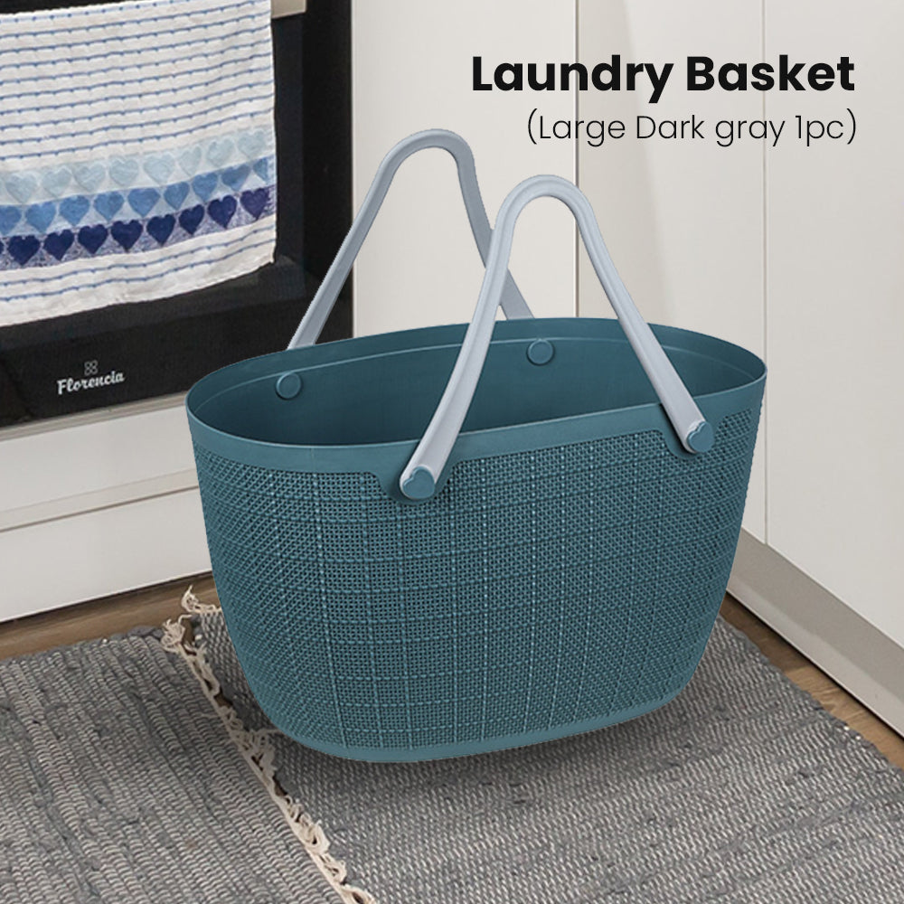 Locaupin Storage Basket Bag with Handle Japanese Style Toys Clothes Hamper Laundry Organizer Bin Multifunctional Indoor Outdoor Travel Use