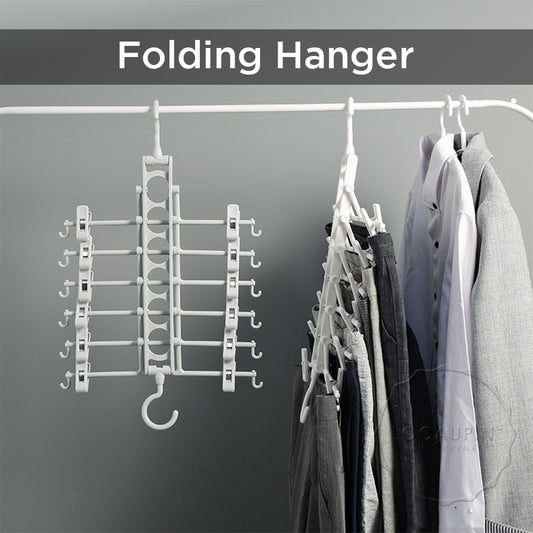 Locaupin 6 in 1 Folding Hanger for Pants Adjustable Clips