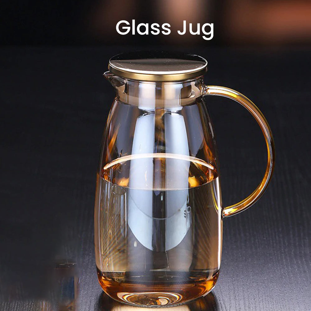 Locaupin Glass Pitcher and Mug Large Capacity Teapot Heat-Resistant For Hot and Cold Beverage Tea Coffee Juice Jug Kettle