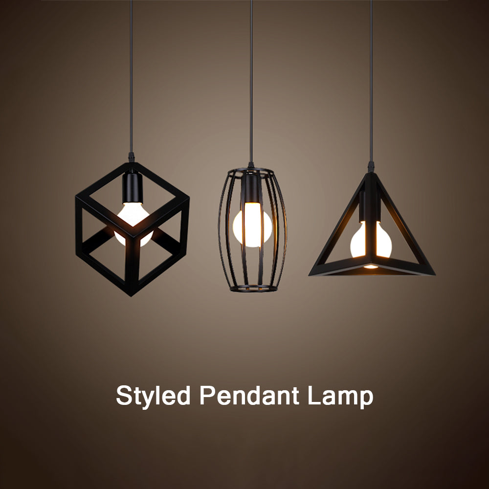 Locaupin 3 Pieces Vintage Lights Cage Shaped Hanging Pendant Lampshade