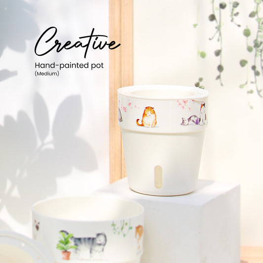 Locaupin Self Watering Flower Pot Indoor Outdoor Home Gardening Modern Plastic Planter with Water Level Window Soil Storage