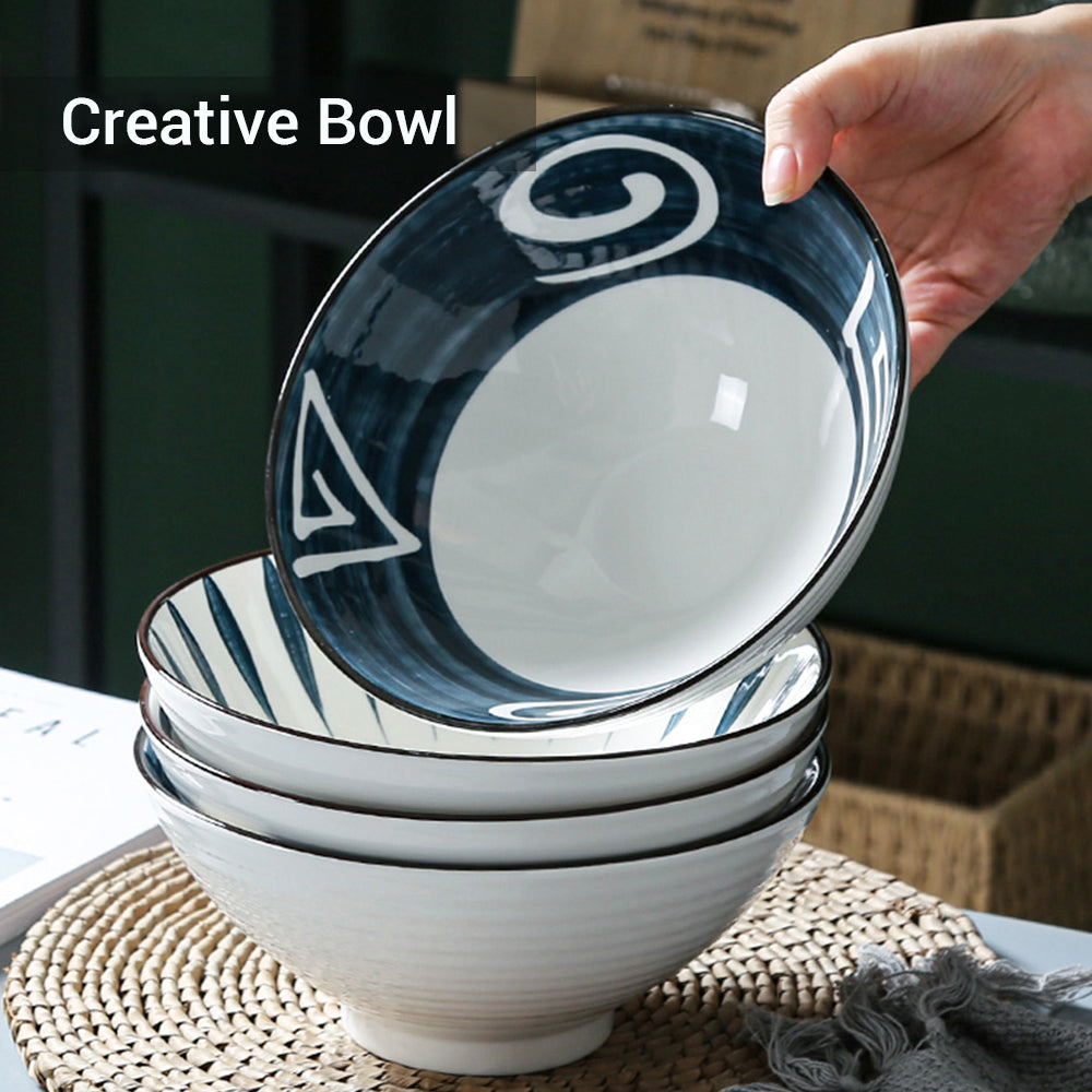 Locaupin 8inch Diameter Porcelain Japanese Style Ramen Noodle Soup Bowl Serving