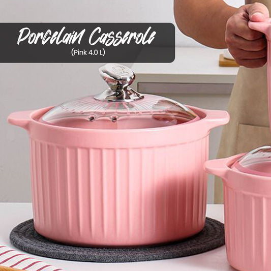 Locaupin Kitchen Porcelain Cooking Pot Serving Soup Bowl Food Heating Casserole Dinnerware Dish Pan with Lid and Handle
