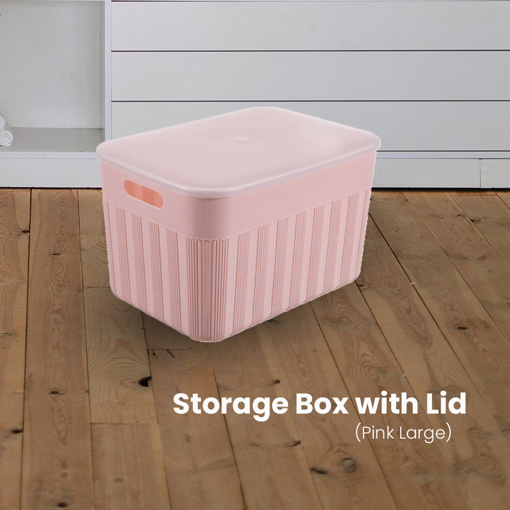 Locaupin Decorative Minimalist Wardrobe Storage Box with Cover Multifunctional Underwear Clothes Toys Books Cabinet Bedroom Organizer (Large)