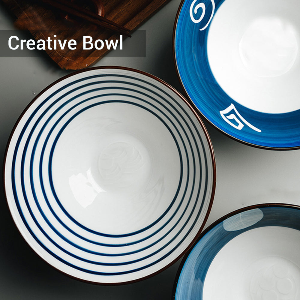 Locaupin 8inch Diameter Porcelain Japanese Style Ramen Noodle Soup Bowl Serving
