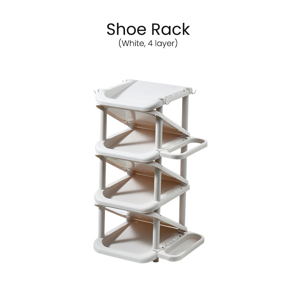 Locaupin Shoe Rack Organizer with Hook and Umbrella Holder Multi-layer Space Saving Storage Shelves For Home