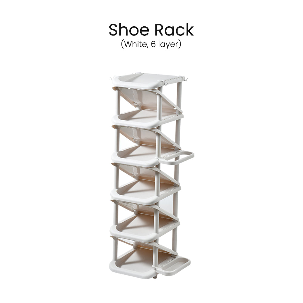 Locaupin Shoe Rack Organizer with Hook and Umbrella Holder Multi-layer Space Saving Storage Shelves For Home