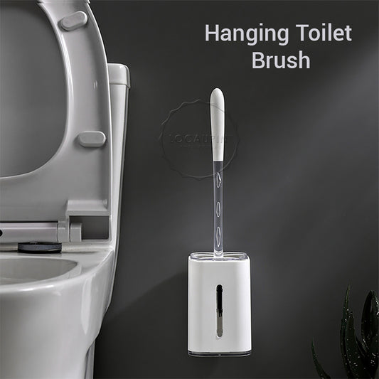 Locaupin Wall Mounted Household Bathroom Accessories Long Handle Soft Bristle Toilet Brush with Holder For Cleaning and Scrubbing