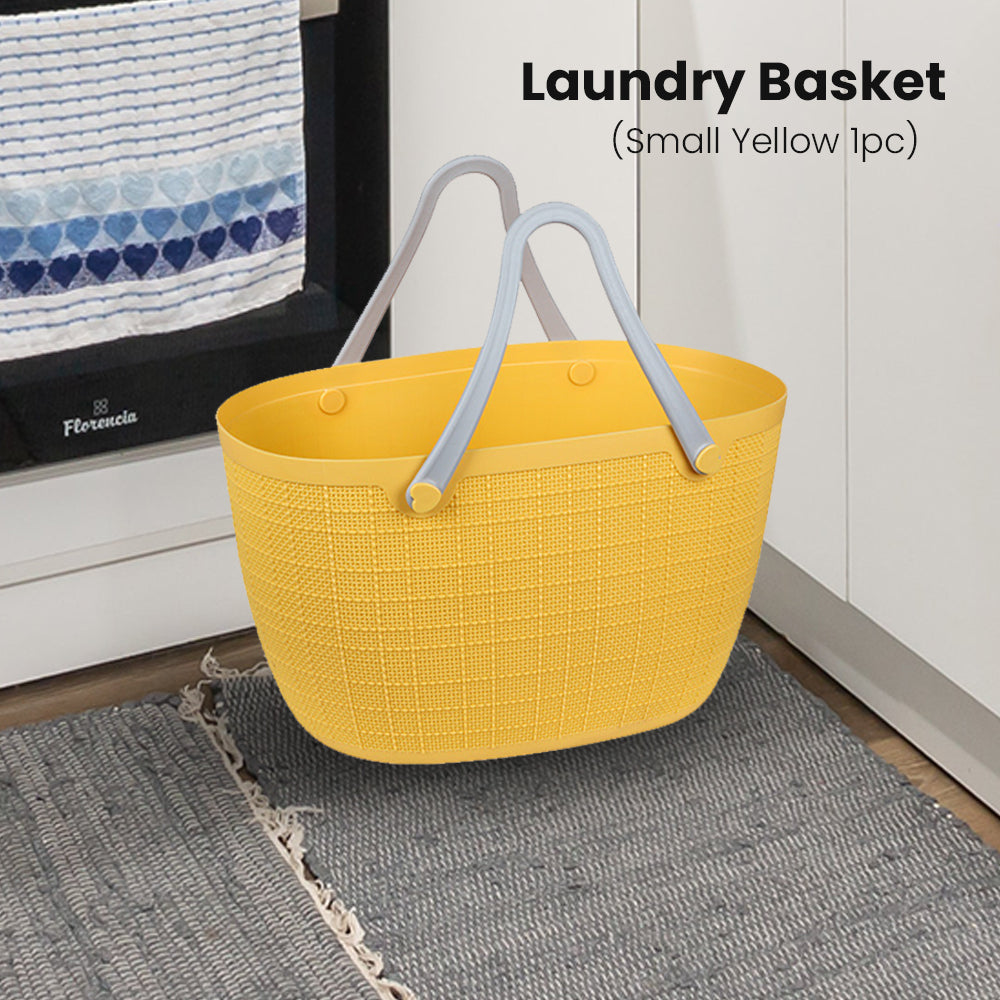 Locaupin Storage Basket Bag with Handle Japanese Style Toys Clothes Hamper Laundry Organizer Bin Multifunctional Indoor Outdoor Travel Use