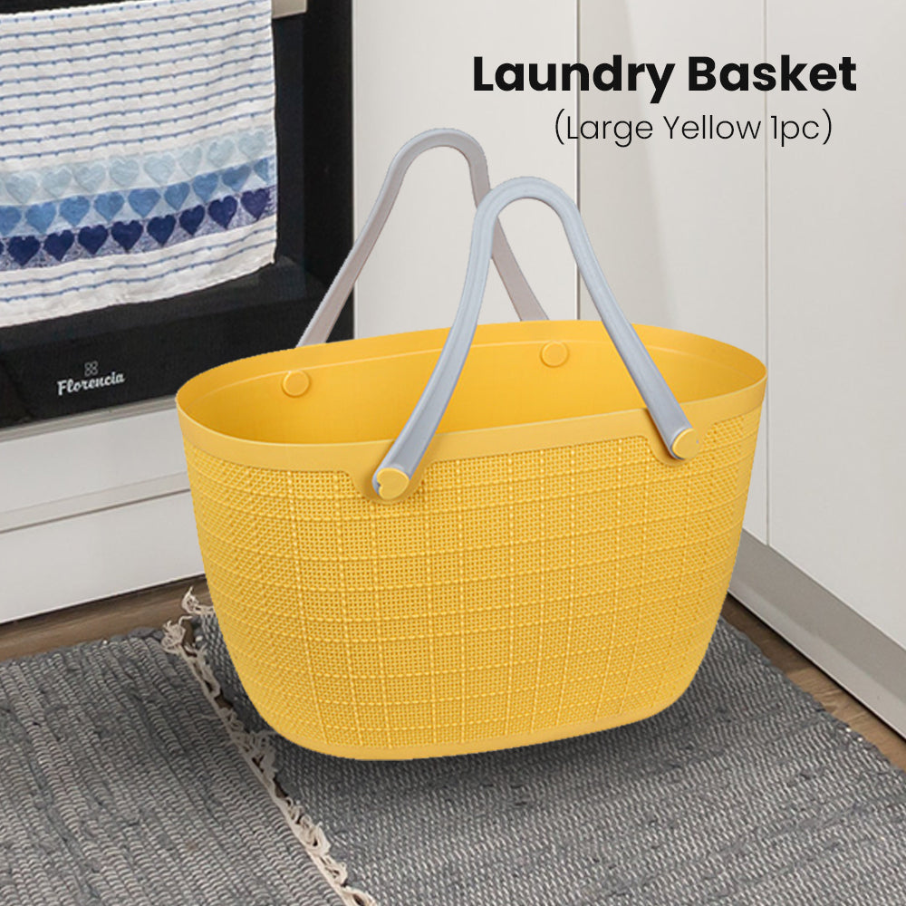 Locaupin Storage Basket Bag with Handle Japanese Style Toys Clothes Hamper Laundry Organizer Bin Multifunctional Indoor Outdoor Travel Use