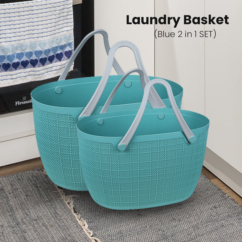 Locaupin Storage Basket Bag with Handle Japanese Style Toys Clothes Hamper Laundry Organizer Bin Multifunctional Indoor Outdoor Travel Use