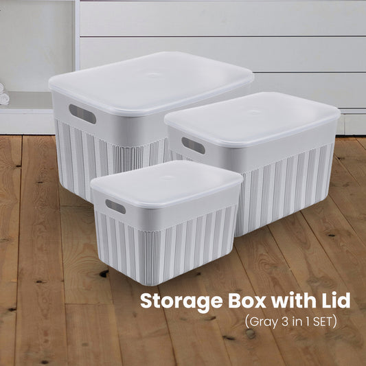 Locaupin 3in1 Decorative Japanese Style Minimalist Textured Wardrobe Storage Box with Cover Multifunctional Underwear Clothes Toys Books Organizer for Cabinet Bedroom