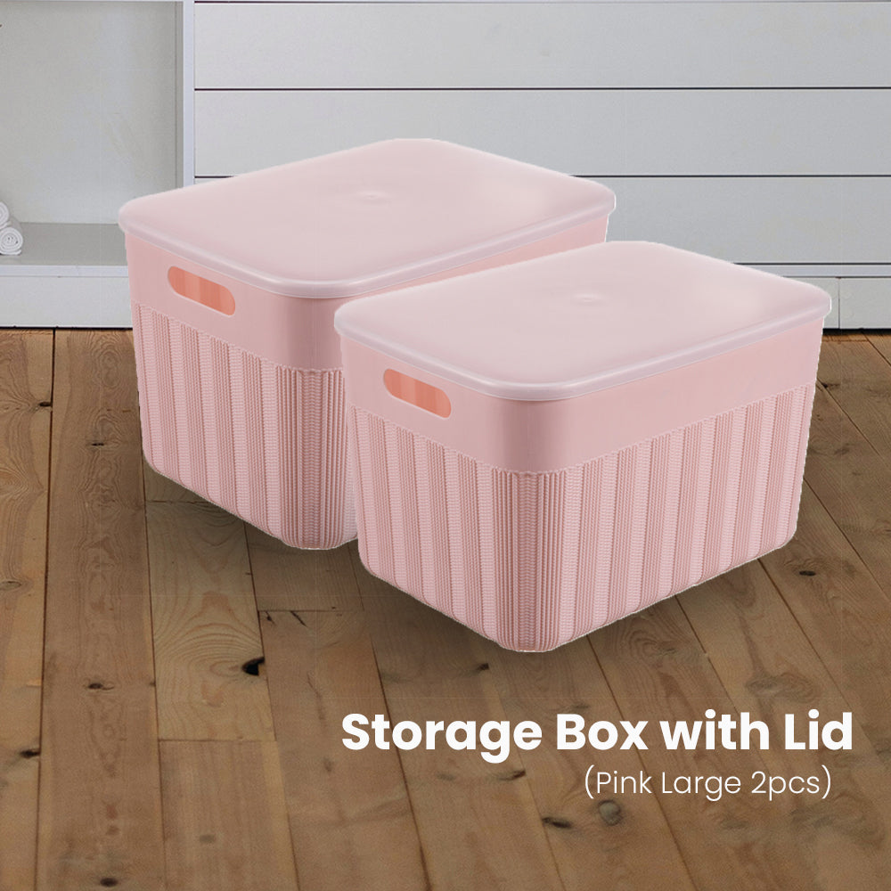 Locaupin Decorative Minimalist Wardrobe Storage Box with Cover Multifunctional Underwear Clothes Toys Books Cabinet Bedroom Organizer (Large)