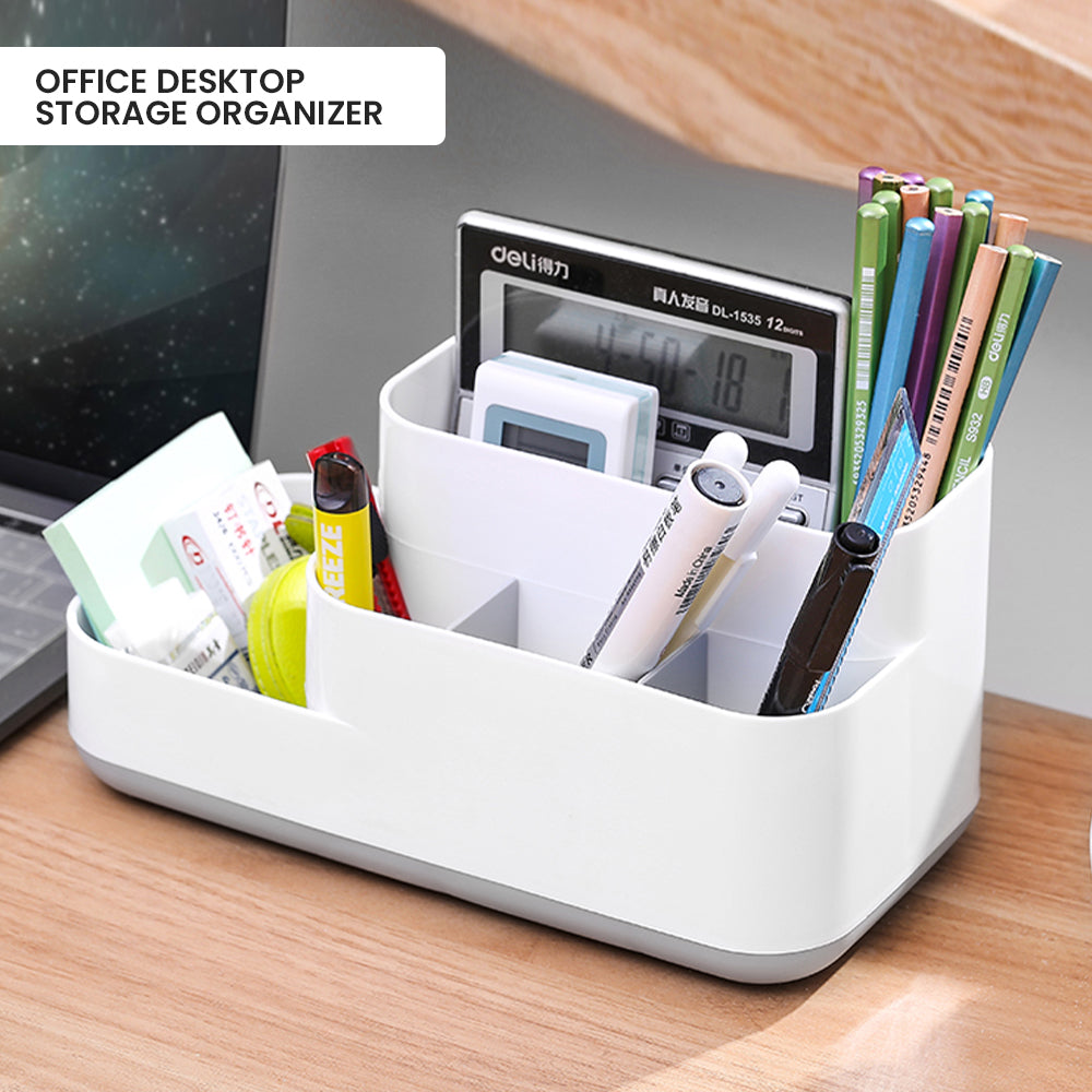 Locaupin Office Multifunctional Desk Organizer Stationery Holder Cosmetics Storage Box Shelf Caddy Compartments Table Top Sorter Rack