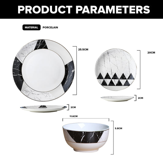 Locaupin Porcelain Marble Abstract Art Design Serving Dishes Pasta Steak Dinner Plate Luxurious Kitchen Restaurant Hotel Dining Tableware