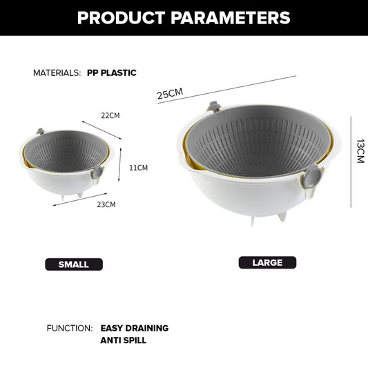 Locaupin Kitchen Gadgets Round Food Strainer Over the Sink Colander Washing Bowl for Pasta Fruits Vegetable Container Basket Drainer