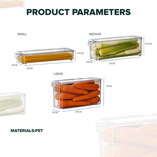 Locaupin Pantry Cabinet Keeper Rectangular Shaped Stackable Food Storage Fridge Container Kitchen Refrigerator Organizer Bin With Lid