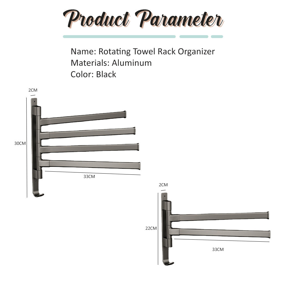 Locaupin Space Saving Bathroom Rotating Towel Rack Holder Swing Arm Hanger Closet Organizer Hanging Clothes Pole Hook