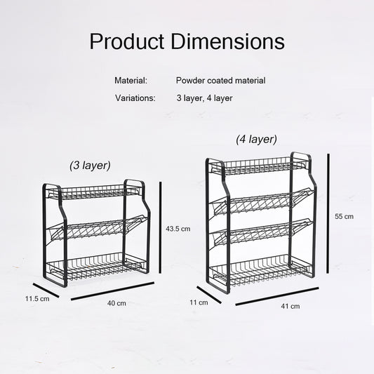 Locaupin Kitchen Lightweight Spice Seasoning Rack Organizer For Countertop Pantry Standing Shelf Holder Easy Assemble Bathroom Space Saver Condiments Storage