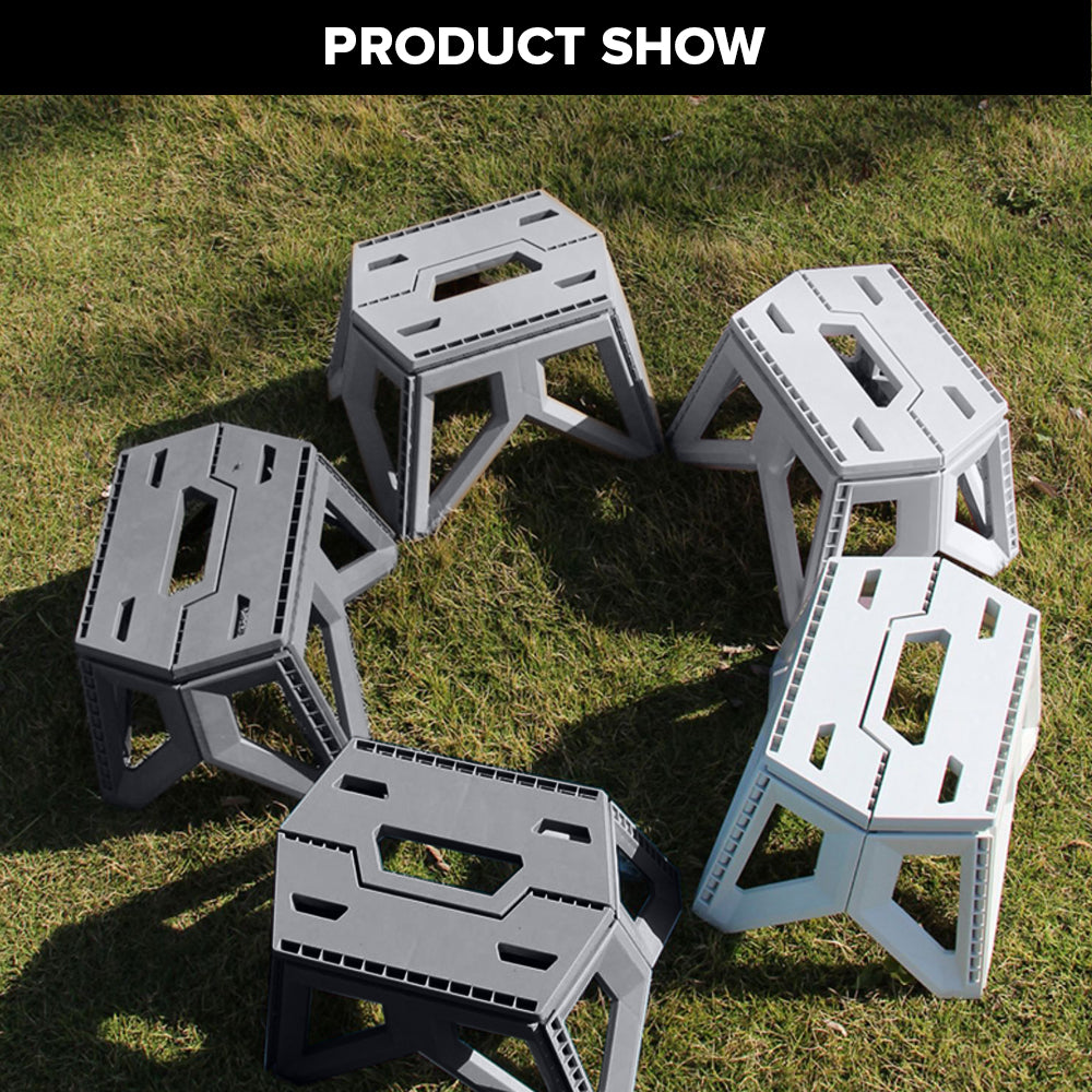Locaupin Non Slip Compact Heavy Duty Folding Stepping Stool Collapsible Mini Chair with Handle Multifunctional Home Travel Camping Use